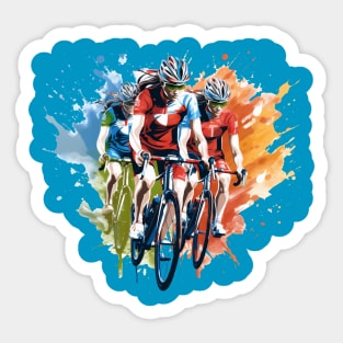 three professional women cyclists Sticker